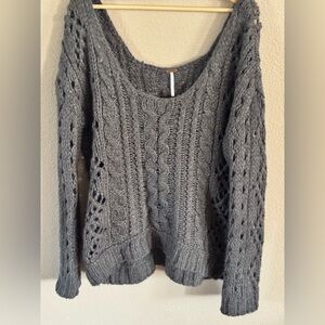 Free People Gray Cable Knit Sweater